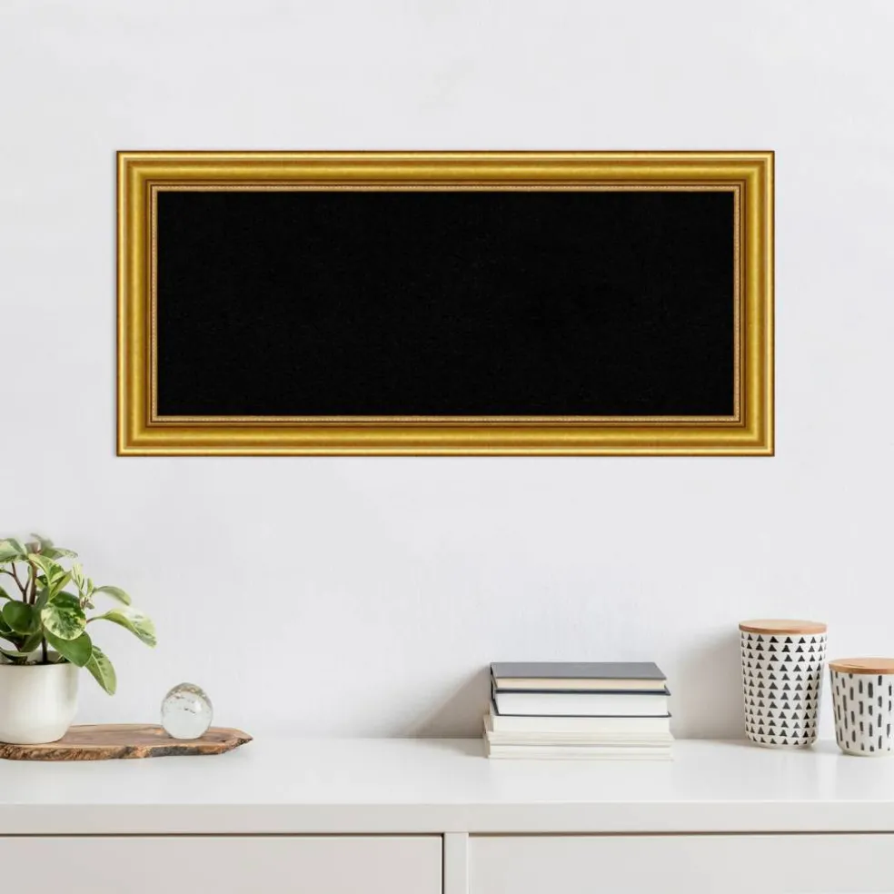 Townhouse Gold Wood Framed Corkboard, Black Cork