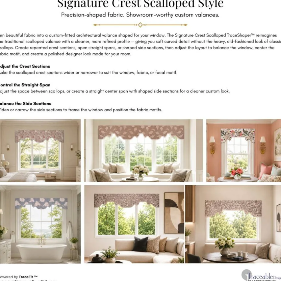 Traceable Designer® Crest Scalloped No-Sew DIY Window Valance Making Kit