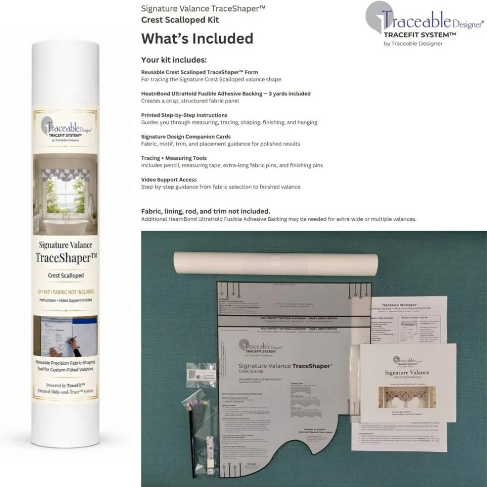 Traceable Designer® Crest Scalloped No-Sew DIY Window Valance Making Kit