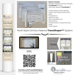 Traceable Designer Multi-Style Cornice Valance TraceShaper™ Kit, No-Sew Fabric Shaping Forms