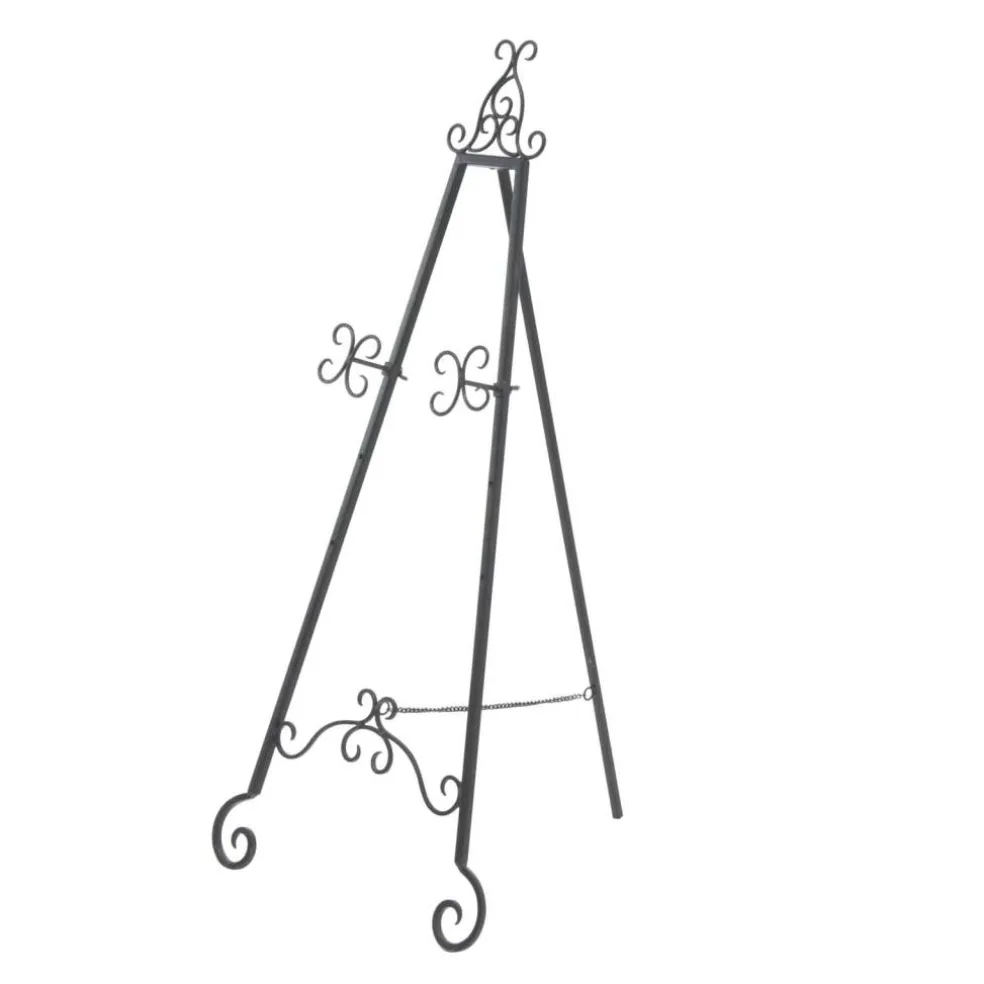 Traditional Black Iron Floor Easel, 46" x 21" x 22"