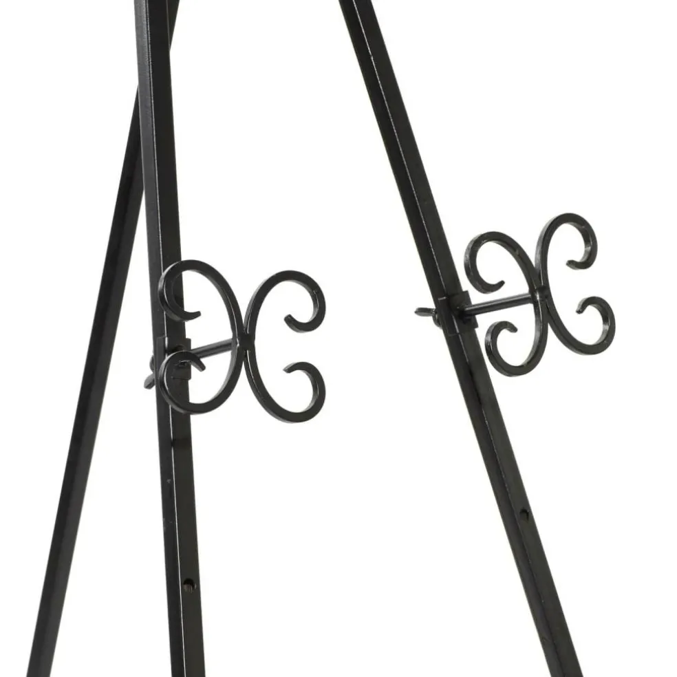 Traditional Black Iron Floor Easel, 46" x 21" x 22"