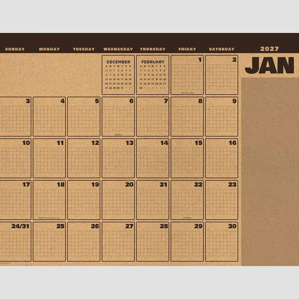 2027 Trail + Timber Large Desk Pad Monthly Blotter Calendar