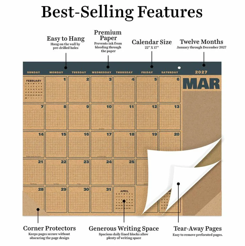 2027 Trail + Timber Large Desk Pad Monthly Blotter Calendar