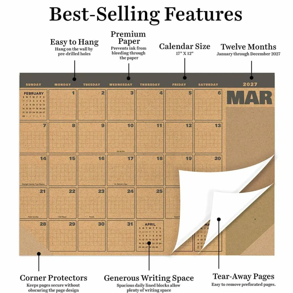 2027 Trail + Timber Medium Desk Pad Monthly Blotter Calendar