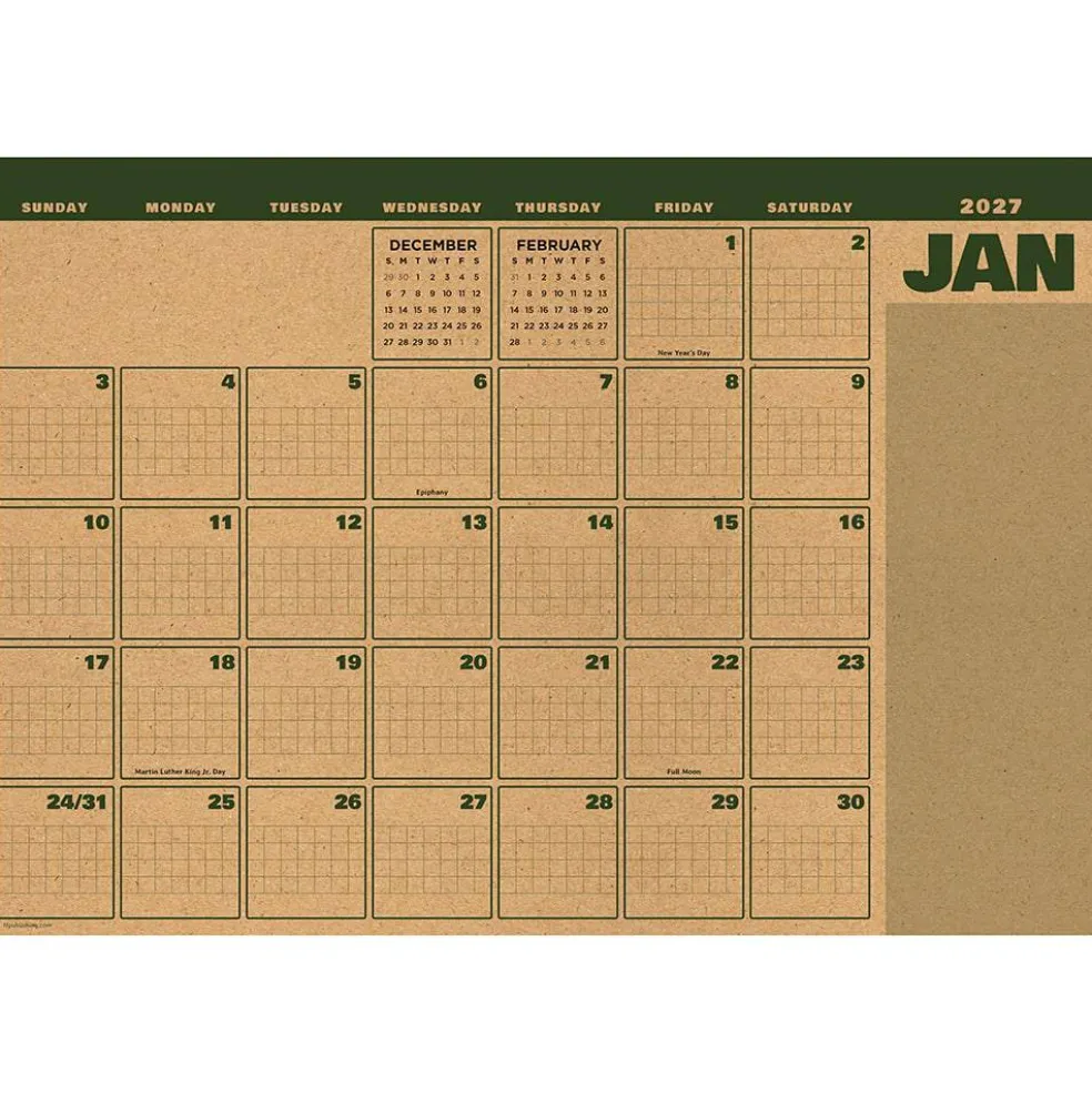 2027 Trail + Timber Medium Desk Pad Monthly Blotter Calendar
