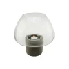 10" Transparent Glass Pillar Candle Holder with Wooden Base