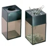Transparent Paper Clip Dispenser with Magnetic Top, Small, Black/Smoke