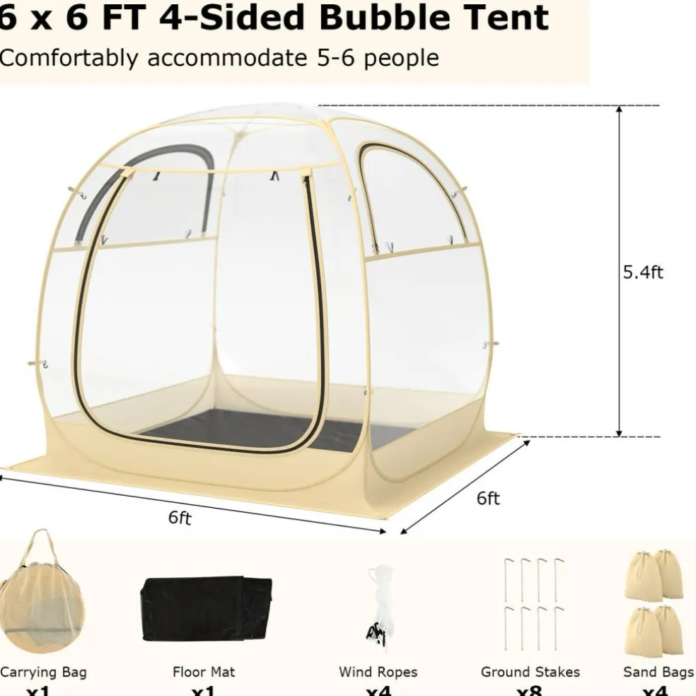Transparent Pop-Up Bubble Tent Instant Setup Outdoor Camping Sports Shelter
