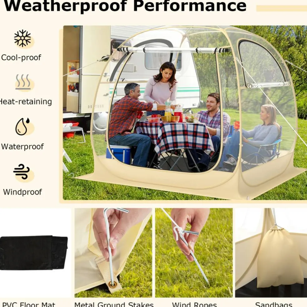 Transparent Pop-Up Bubble Tent Instant Setup Outdoor Camping Sports Shelter