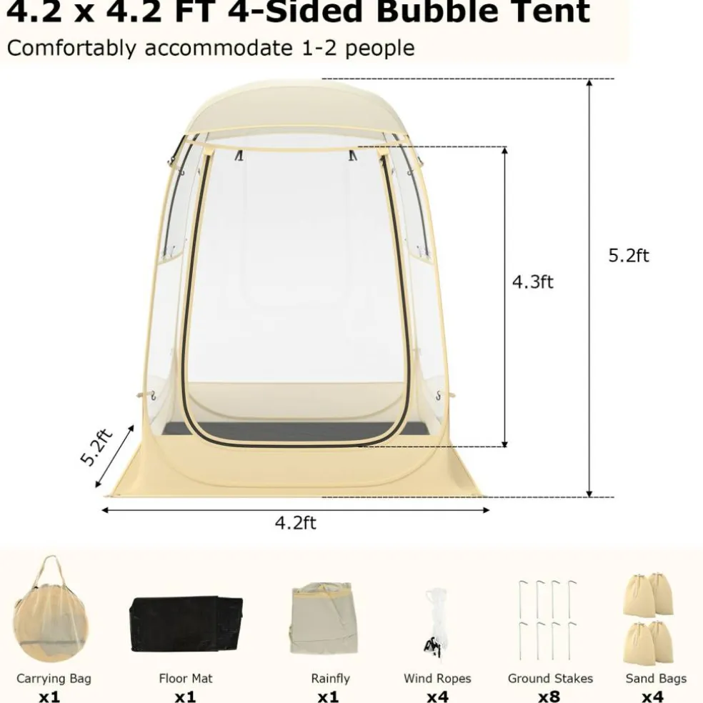 Transparent Pop-Up Bubble Tent Instant Setup Outdoor Camping Sports Shelter