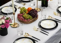 Trendables Disposable Silverware Set - Wedding Plastic Cutlery Dinnerware - Includes two toned Forks, Plastic Spoons, two colored Knives - reflective Plastic Utensils Party Set