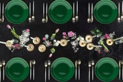 Trendables Disposable Silverware Set - Wedding Plastic Cutlery Dinnerware - Includes two toned Forks, Plastic Spoons, two colored Knives - reflective Plastic Utensils Party Set