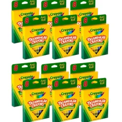 Triangular Anti-Roll Crayons, 8 Per Box, 12 Boxes