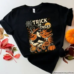 Trick or Treat Goose T-Shirt, Vintage Halloween Witch Tee for October