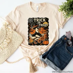 Trick or Treat Goose T-Shirt, Vintage Halloween Witch Tee for October