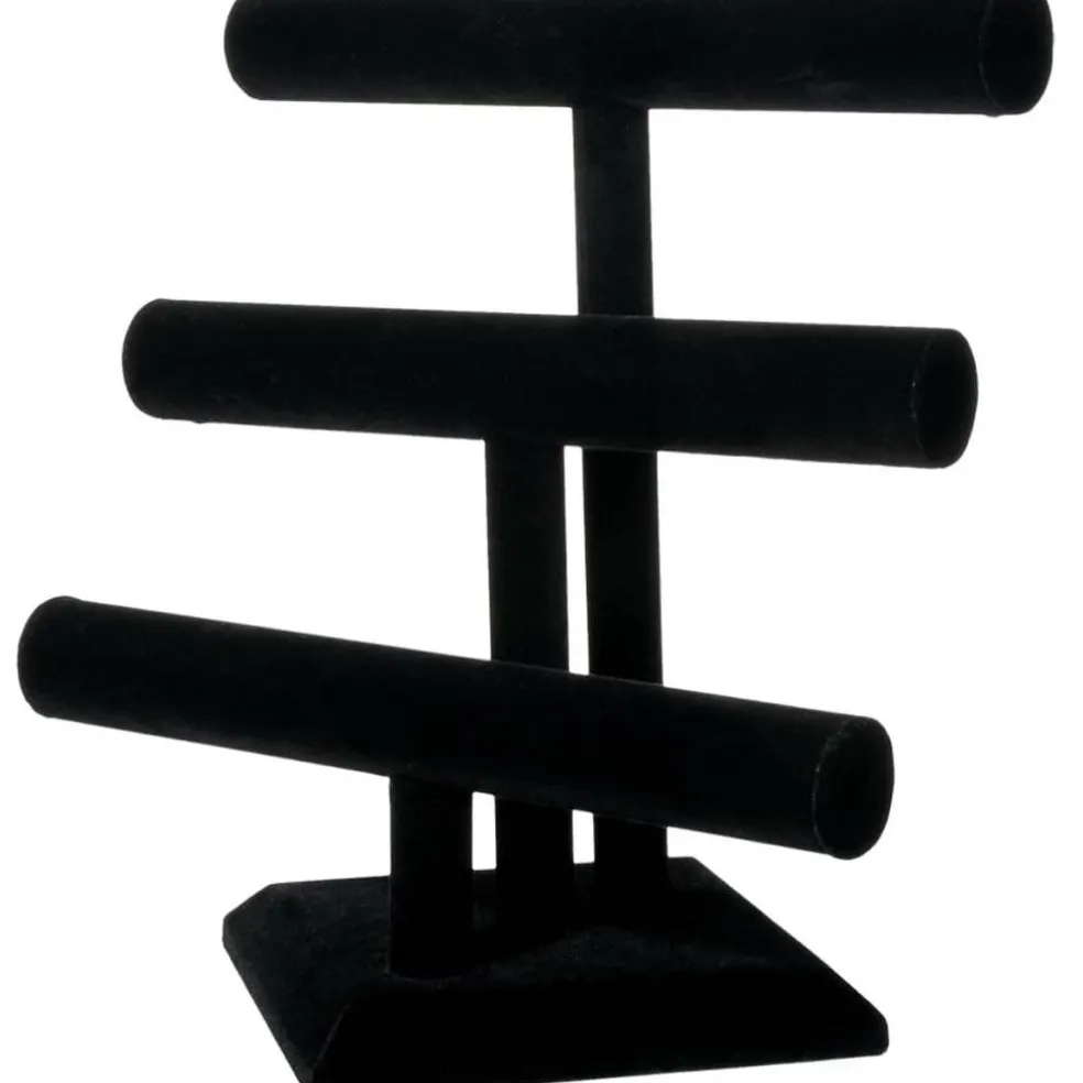 12" Triple Bar Black Velvet Jewelry Stand by Bead Landing™