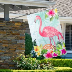 Tropical Flamingo Spring Outdoor House Flag