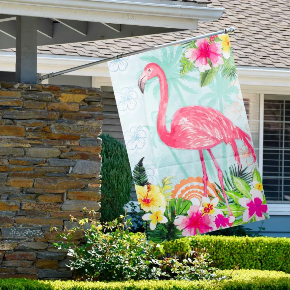 Tropical Flamingo Spring Outdoor House Flag