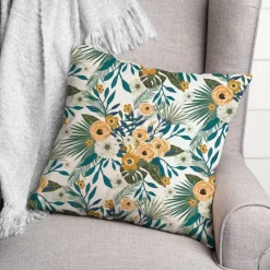 Tropical Floral Square Throw Pillow