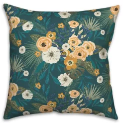 Tropical Floral Square Throw Pillow
