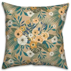 Tropical Floral Square Throw Pillow