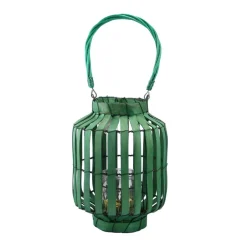 20" Tropicalia Tiki Bar Votive Candle Holder Lantern, Green