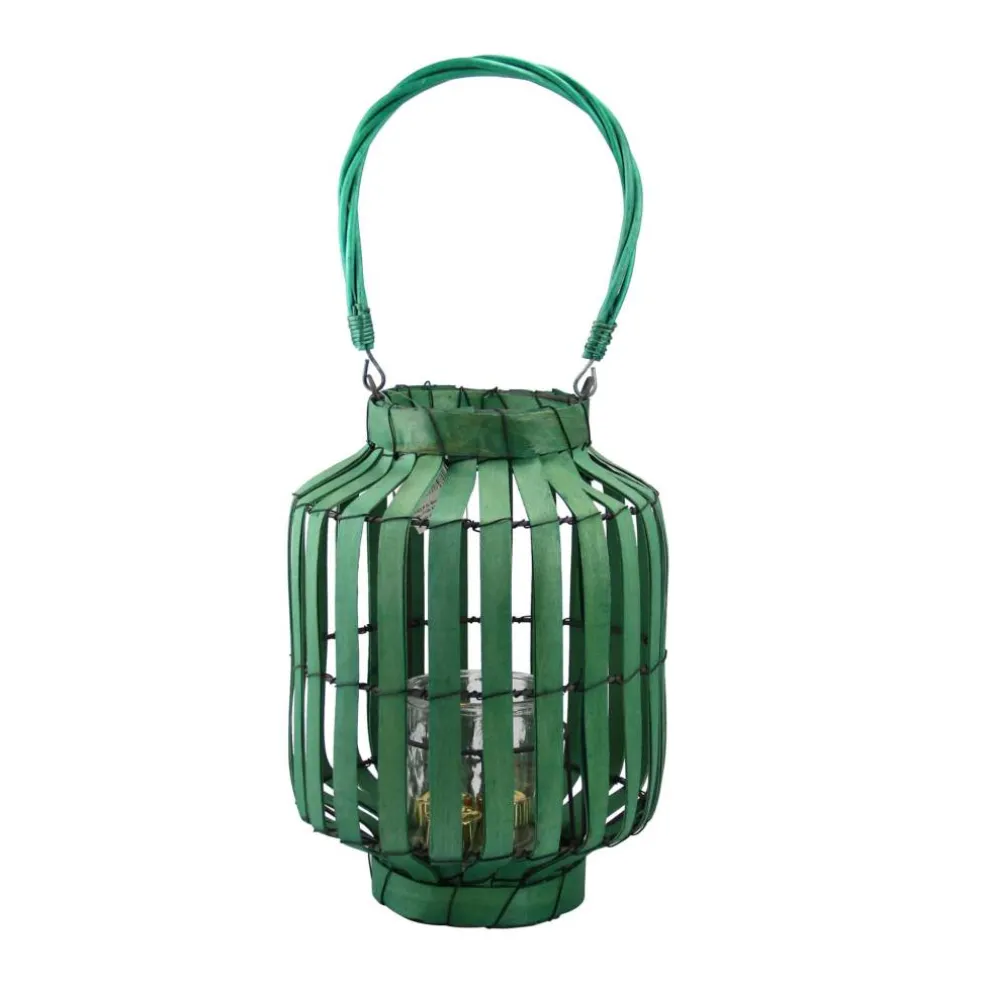 20" Tropicalia Tiki Bar Votive Candle Holder Lantern, Green