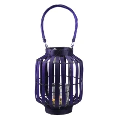 20" Tropicalia Tiki Bar Votive Candle Holder Lantern, Deep Purple