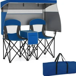 Two-Person Beach Chair with Canopy and 3-Side Shade Curtains Adjustable