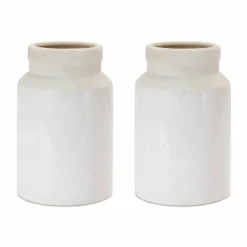8.25" Two-Tone Stoneware Vases, 2ct.