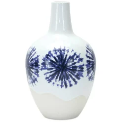 11" Two-Tone Tie Dye Design Ceramic Vase