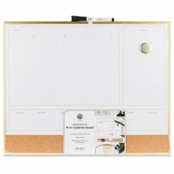 U Brands Gold Frame Dry Erase 2-in-1 Planner Board - 16" x 20"