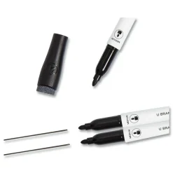 U Brands Medium Bullet Tip Medium Point Low-Odor Dry-Erase Markers with Erasers - Black (1 Dozen)