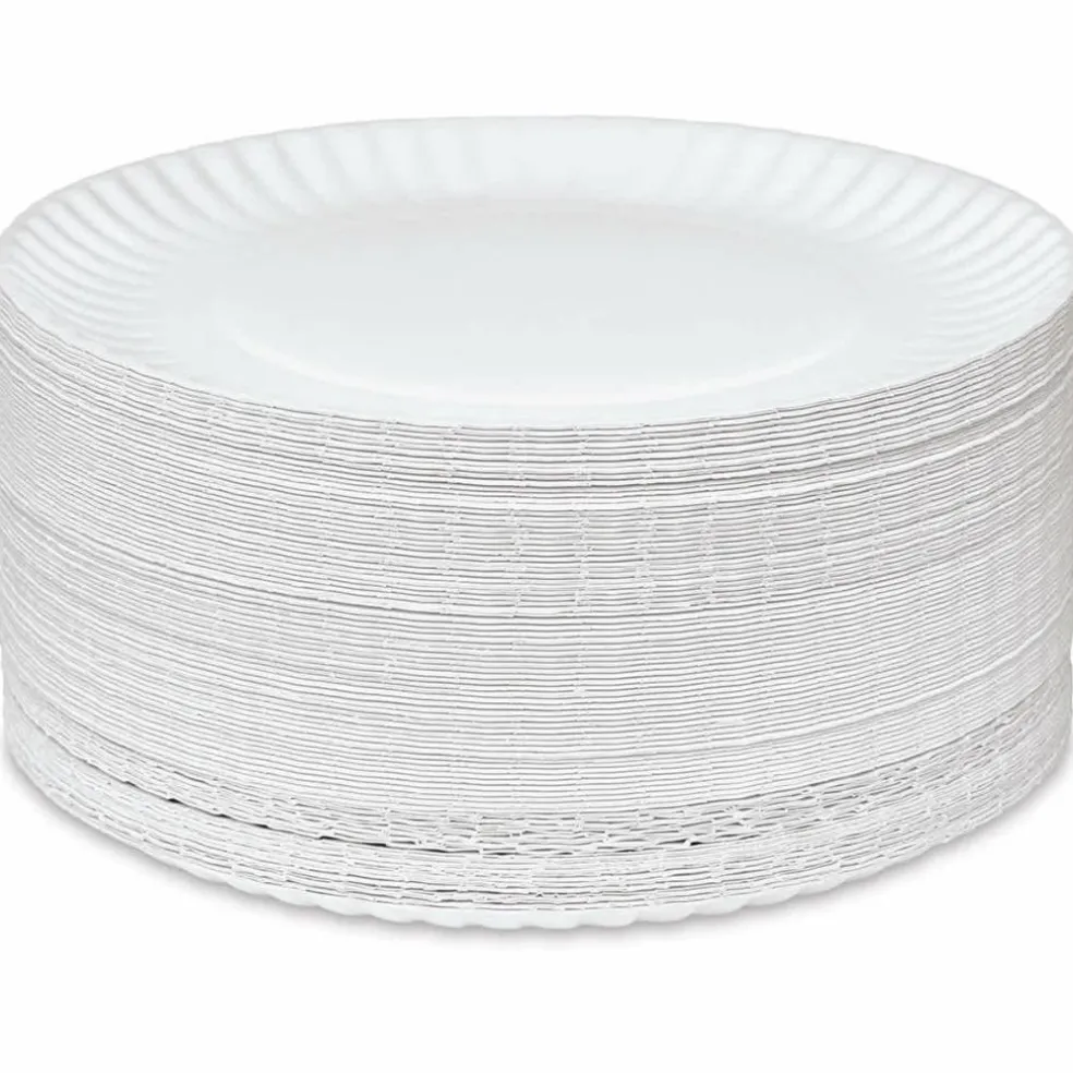 Uncoated Paper Plates - 9" Dia, Pkg of 250