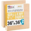 Unfinished Cradled Wood Panels for Painting, 2 Pack of 36x36 inch - Gallery Birch Wooden Canvas Boards 1-1/2" Deep - Mixed-Media Craft, Acrylic, Oil, Encaustic, Paint Pouring