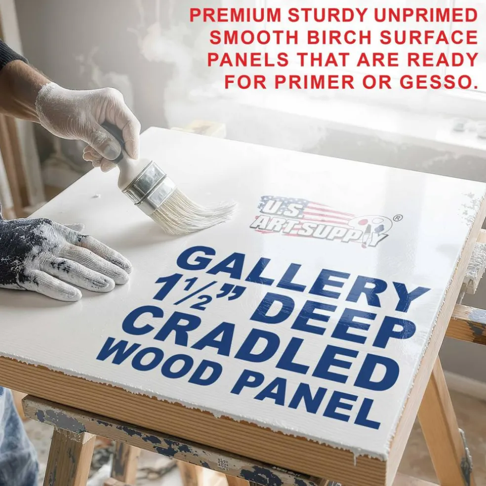Unfinished Cradled Wood Panels for Painting, 2 Pack of 36x36 inch - Gallery Birch Wooden Canvas Boards 1-1/2" Deep - Mixed-Media Craft, Acrylic, Oil, Encaustic, Paint Pouring