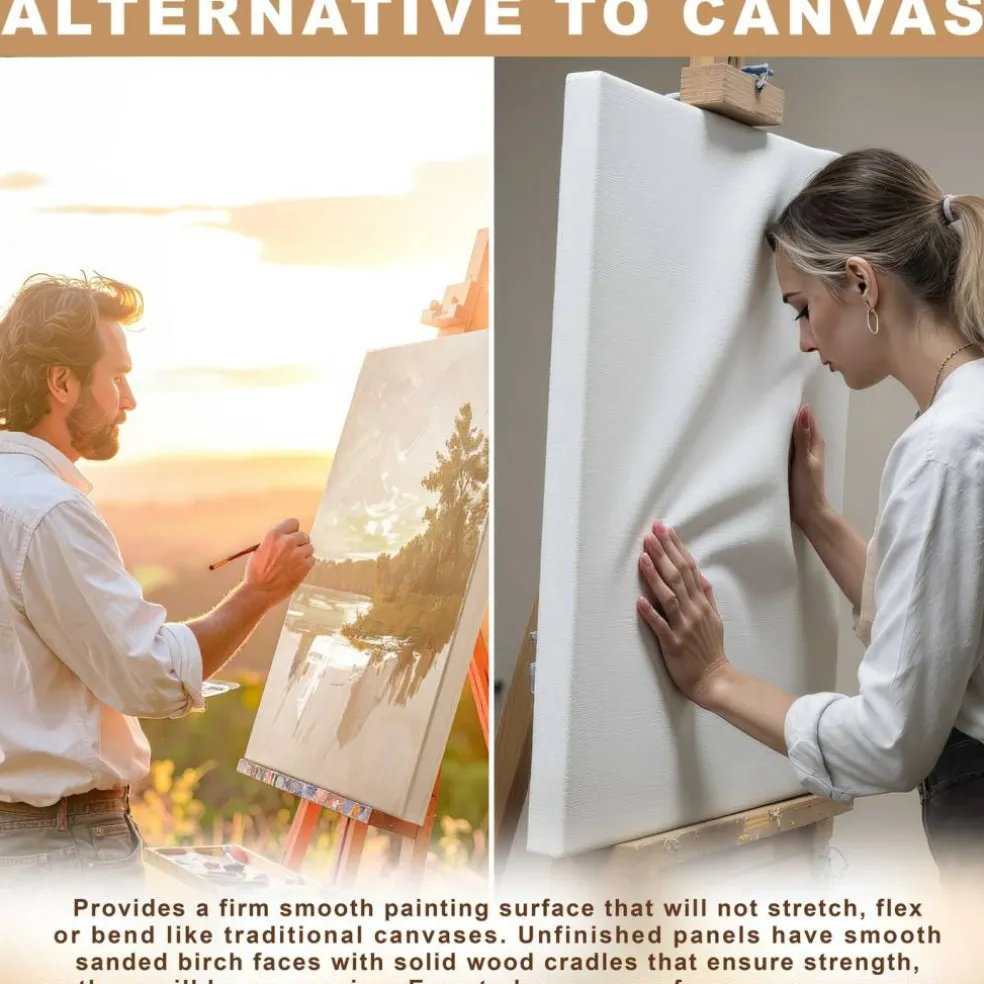 Unfinished Cradled Wood Panels for Painting, 2 Pack of 24x60 inch - Gallery Birch Wooden Canvas Boards 1-1/2" Deep - Mixed-Media Craft, Acrylic, Oil, Encaustic, Paint Pouring