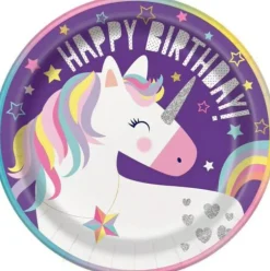 Unicorn Party 7" Plates - 8 Plates