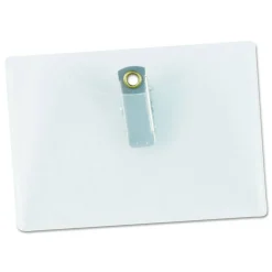 Universal 2-1/4 in. x 3-1/2 in. Badge Holders with Garment-Safe Clips and White Inserts - Clear (50/Kit)