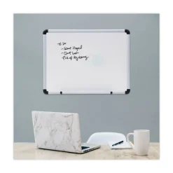 Universal 24 in. x 18 in. Modern Melamine Dry Erase Board - White Surface, Aluminum Frame