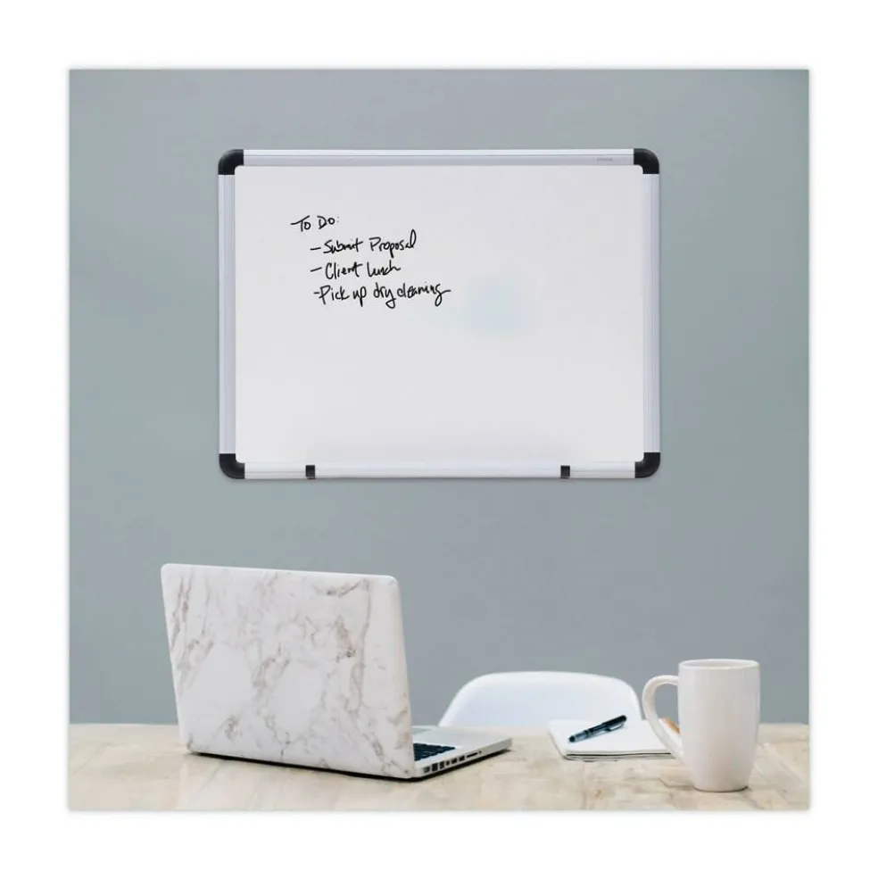 Universal 24 in. x 18 in. Modern Melamine Dry Erase Board - White Surface, Aluminum Frame