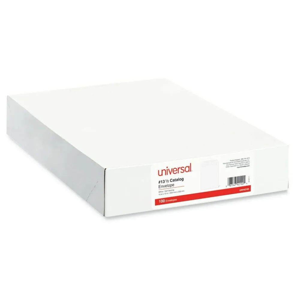 Universal #13 1/2 Square Flap Self-Adhesive Closure 10 in. x 13 in. Open-End Catalog Envelopes - White (100/Box)