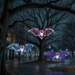 Universal Statues LED Lighted Bat Outdoor Halloween Decoration - 31.5" - Purple
