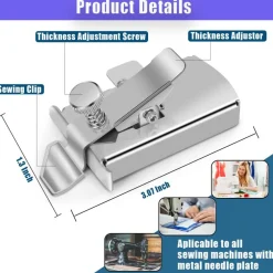 Upgraded Magnetic Seam Guide for Sewing Machine, Magnetic Sewing Guide with Clip, Hemmer Guide, Multifunctional Hem Guide, Universal Sewing Machine Attachments, Sewing Supplies Accessories