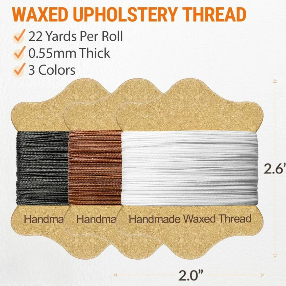 Upholstery Repair Kit with Waxed Thread 3 Colors and 11 Heavy Duty Needles