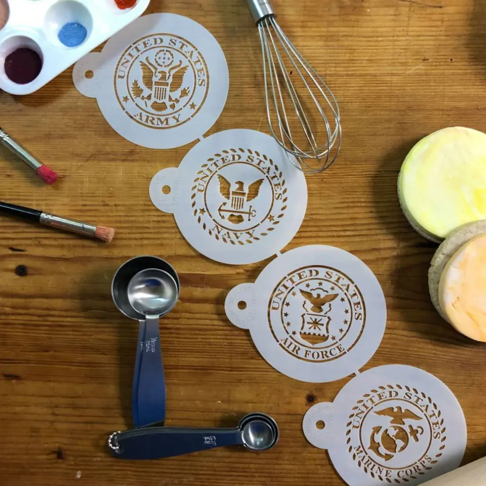 US Military Seals Cookie Stencil Set: Marines, Navy, Army, Air Force | C1009 by Designer Stencils |
