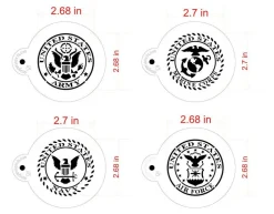 US Military Seals Cookie Stencil Set: Marines, Navy, Army, Air Force | C1009 by Designer Stencils |