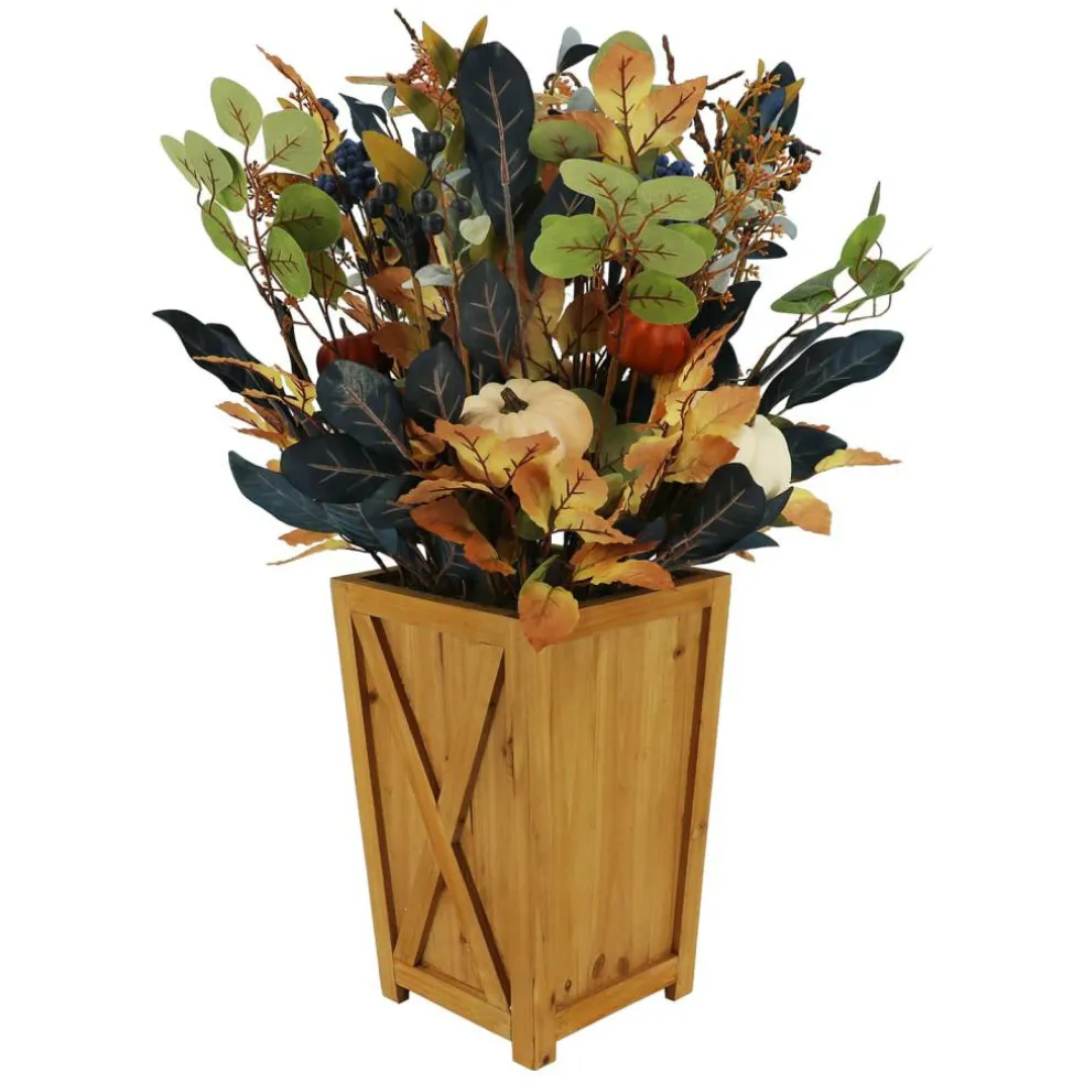 33" UV Premade Foliage & Pumpkin in Wood Box by Ashland®