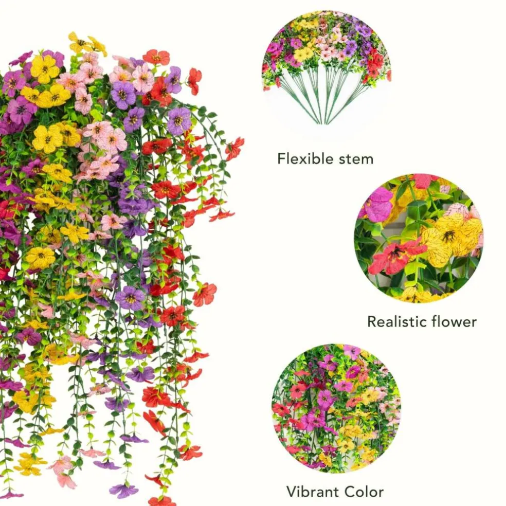 30" UV Resistant Artificial Daisy Hanging Bushes, 6ct.